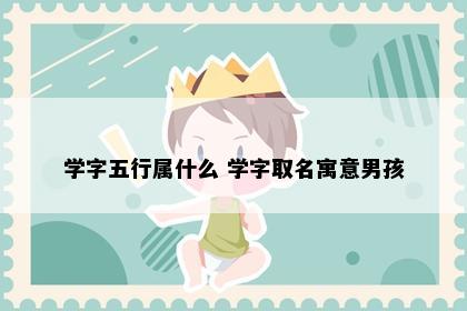 学字五行属什么 学字取名寓意男孩