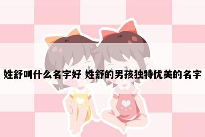 姓舒叫什么名字好 姓舒的男孩独特优美的名字