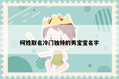 柯姓取名冷门独特的男宝宝名字